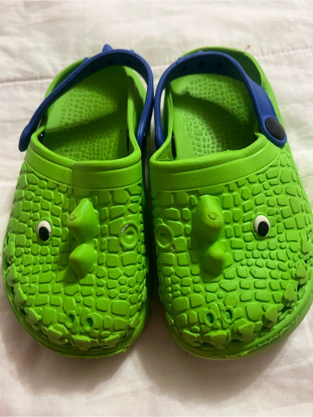 Kids Green Crocodile Clog Sandals with Blue Strap